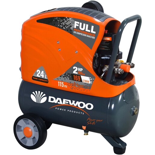 Compresor aer Daewoo DAAC24DN , cu ulei, 24 litri, 2 CP, 8 bar, 6 accesorii Compresor aer Daewoo DAAC24DN , cu ulei, 24 litri, 2 CP, 8 bar, 6 accesorii