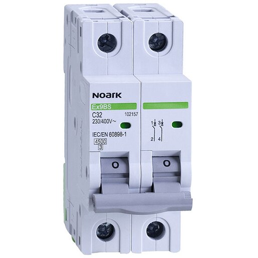 Siguranta automata modulara NOARK 102157, 2P, 32A, curba C Siguranta automata modulara NOARK 102157, 2P, 32A, curba C