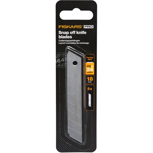 Lame segmentate FISKARS CarbonMax, 18mm, 5 buc, otel inoxidabil, argintiu Lame segmentate FISKARS CarbonMax, 18mm, 5 buc, otel inoxidabil, argintiu