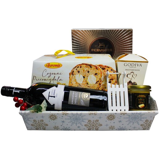 Cos cadou LUXURY BASKETS Craciun Saniuta Alba 6CSA Cos cadou LUXURY BASKETS Craciun Saniuta Alba 6CSA