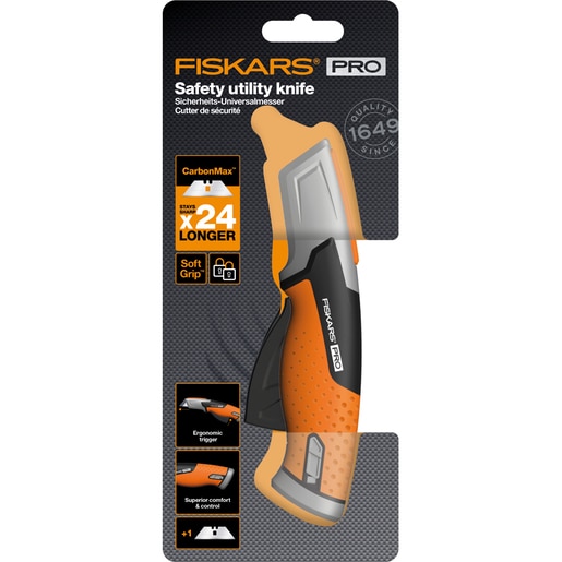 Cutit utilitar FISKARS CarbonMax, metal, negru Cutit utilitar FISKARS CarbonMax, metal, negru
