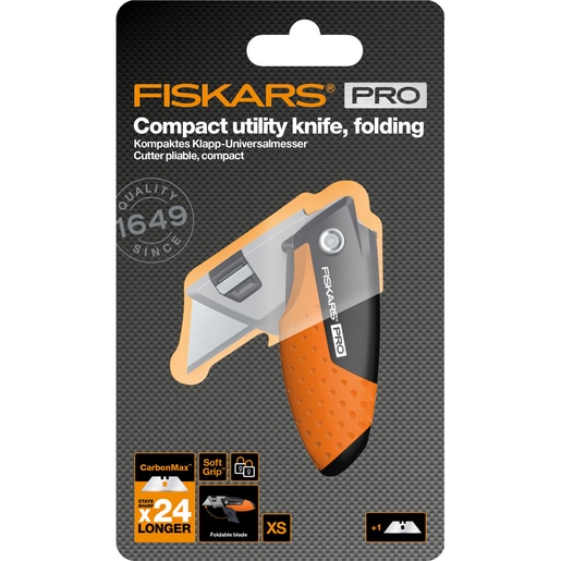Cutit utilitar FISKARS CarbonMax, pliabil compact, metal, negru Cutit utilitar FISKARS CarbonMax, pliabil compact, metal, negru