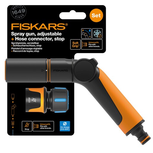 Pistol pentru stropit FISKARS 1065493, 2 jeturi, negru Pistol pentru stropit FISKARS 1065493, 2 jeturi, negru