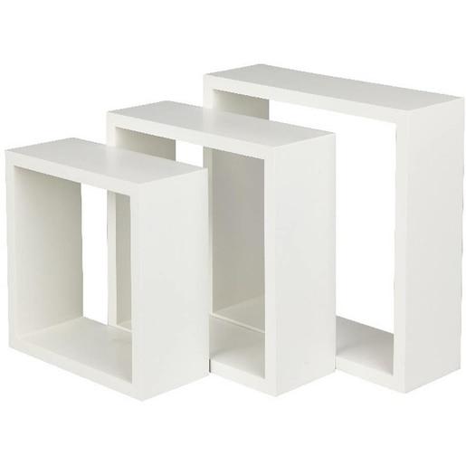 Raft suspendat GOODHOME Deco Rigga, MDF, 3 bucati, alb Raft suspendat GOODHOME Deco Rigga, MDF, 3 bucati, alb