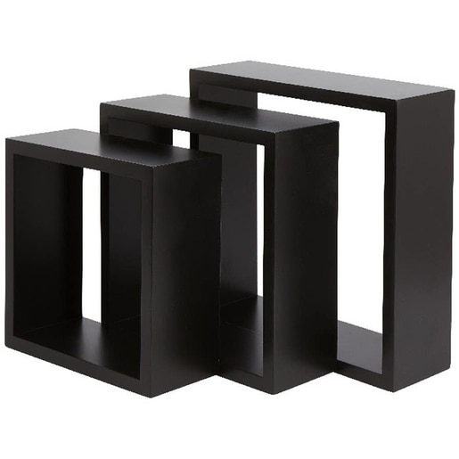Raft suspendat GOODHOME Deco Rigga, MDF, 3 bucati, negru Raft suspendat GOODHOME Deco Rigga, MDF, 3 bucati, negru