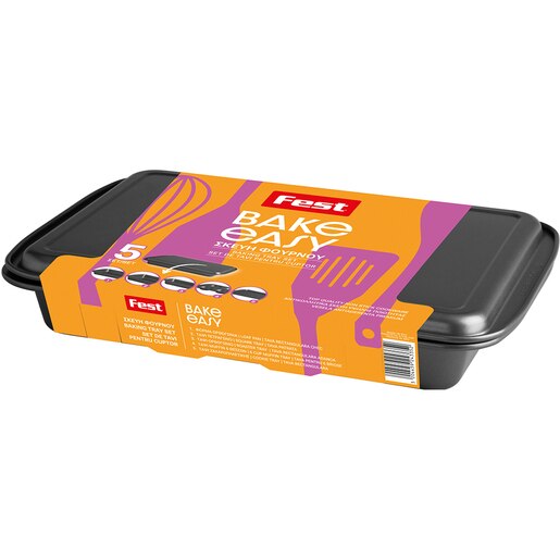 Set tavi de copt FEST Bake Easy 1263211, 5 piese aluminiu, gri Set tavi de copt FEST Bake Easy 1263211, 5 piese aluminiu, gri