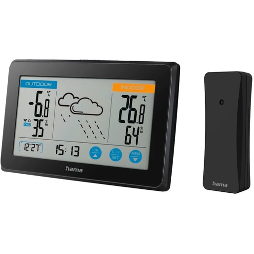 Statie meteo HAMA Touch 186314, Termometru, Higrometru, Ceas, Calendar, negru Statie meteo HAMA Touch 186314, Termometru, Higrometru, Ceas, Calendar, negru