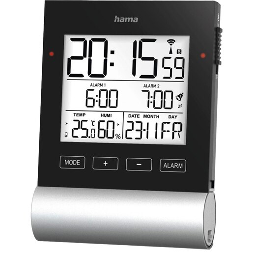 Ceas cu alarma HAMA 186416, DCF radio, negru Ceas cu alarma HAMA 186416, DCF radio, negru