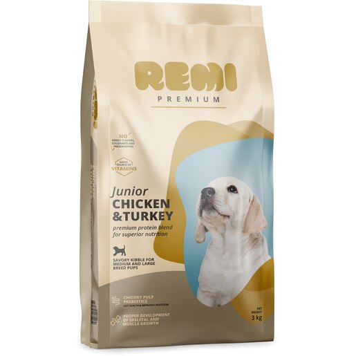 Hrana uscata pentru caini REMI PREMIUM, Medium & Large, Junior, Curcan, 3 kg Hrana uscata pentru caini REMI PREMIUM, Medium & Large, Junior, Curcan, 3 kg