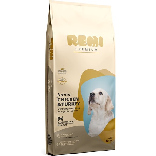 Hrana uscata pentru caini REMI PREMIUM, Medium & Large, Junior, Curcan, 12.5 kg Hrana uscata pentru caini REMI PREMIUM, Medium & Large, Junior, Curcan, 12.5 kg