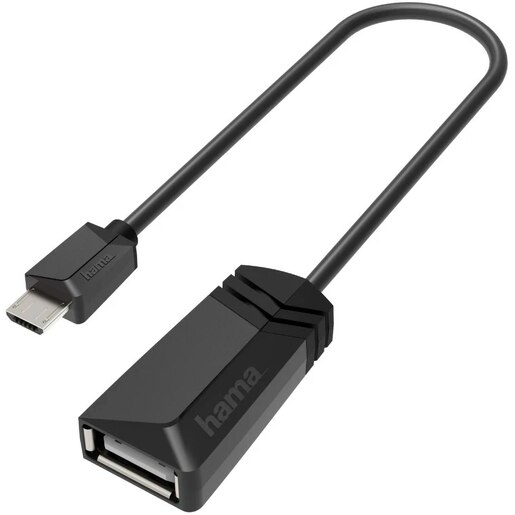 Cablu adaptor OTG USB A - micro USB B HAMA 200308, negru Cablu adaptor OTG USB A - micro USB B HAMA 200308, negru