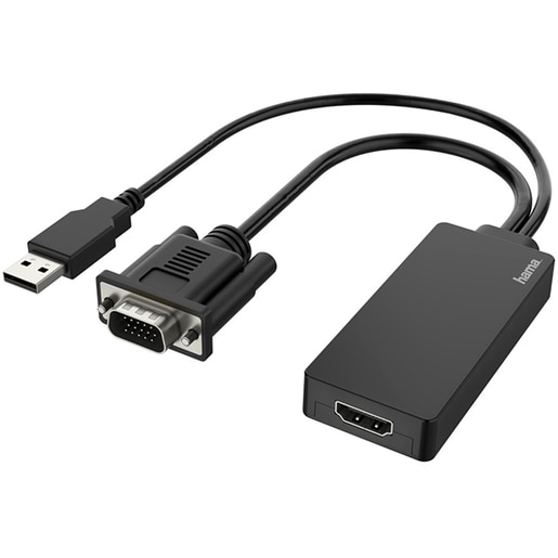 Adaptor VGA + USB - HDMI HAMA 200342, negru Adaptor VGA + USB - HDMI HAMA 200342, negru