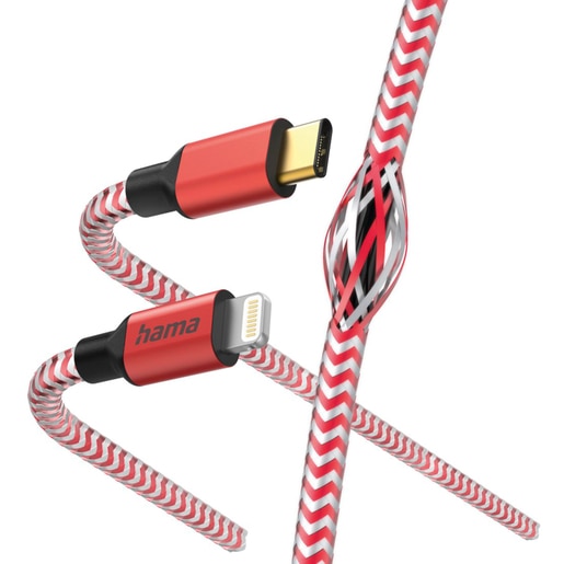 Cablu date HAMA Reflective 201562, USB-C - Lightning, 1.5m, rosu Cablu date HAMA Reflective 201562, USB-C - Lightning, 1.5m, rosu