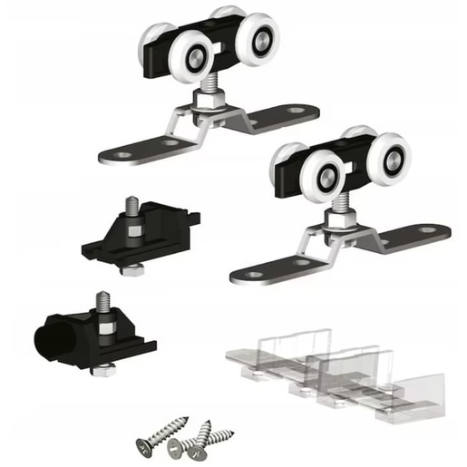 Sistem culisare usa, MDF, 190 cm, negru Sistem culisare usa, MDF, 190 cm, negru