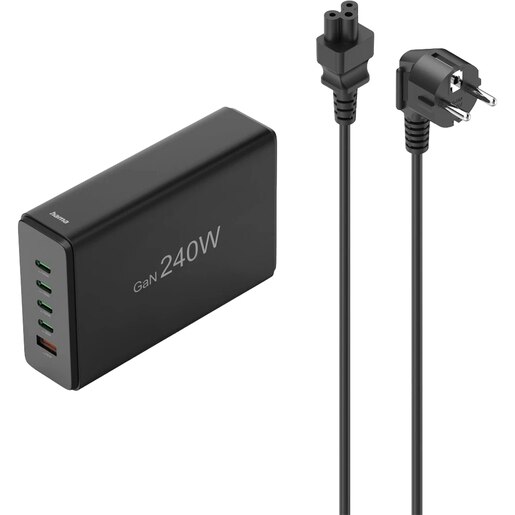 Statie incarcare HAMA 201977, 4x USB-C Power Delivery (PD) 240W, 1x USB-A, negru Statie incarcare HAMA 201977, 4x USB-C Power Delivery (PD) 240W, 1x USB-A, negru