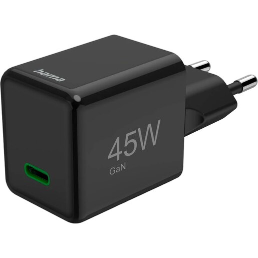 Incarcator retea HAMA 201987, 1x USB-C Power Delivery (PD) 45W, negru Incarcator retea HAMA 201987, 1x USB-C Power Delivery (PD) 45W, negru