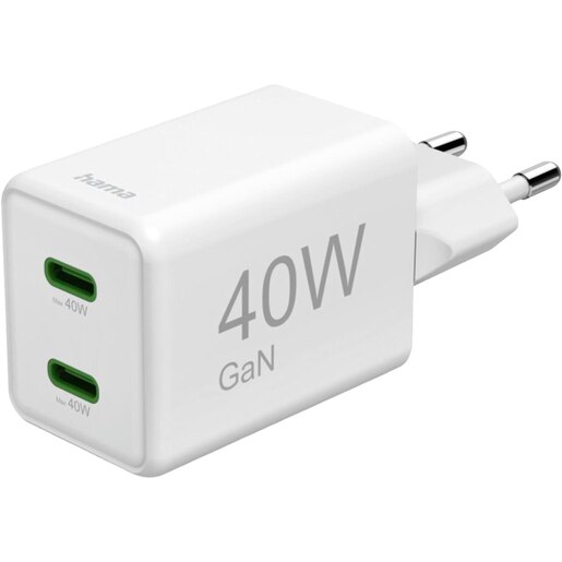 Incarcator retea HAMA 201989, 2x USB-C Power Delivery (PD) 40W, alb Incarcator retea HAMA 201989, 2x USB-C Power Delivery (PD) 40W, alb
