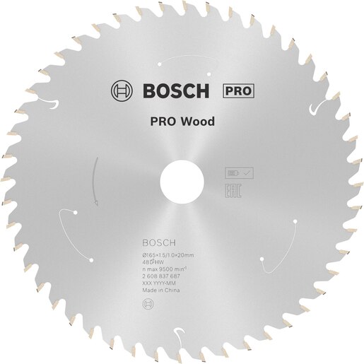 Panza circular BOSCH PRO, wood, 165 x 20 x 1.5 mm, T48 Panza circular BOSCH PRO, wood, 165 x 20 x 1.5 mm, T48