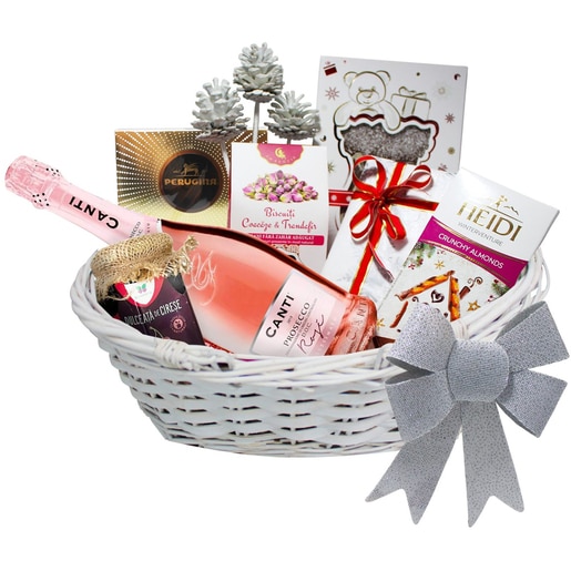 Cos cadou LUXURY BASKETS White Roze 8WR Cos cadou LUXURY BASKETS White Roze 8WR