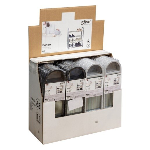 Suport incaltaminte, 4 polite, plastic, 65 x 50.5 x 19 cm, gri Suport incaltaminte, 4 polite, plastic, 65 x 50.5 x 19 cm, gri