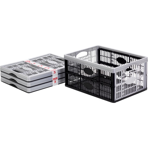 Cutie depozitare pliabila FORM Stuva, 33 L, gri-negru, 3 buc Cutie depozitare pliabila FORM Stuva, 33 L, gri-negru, 3 buc