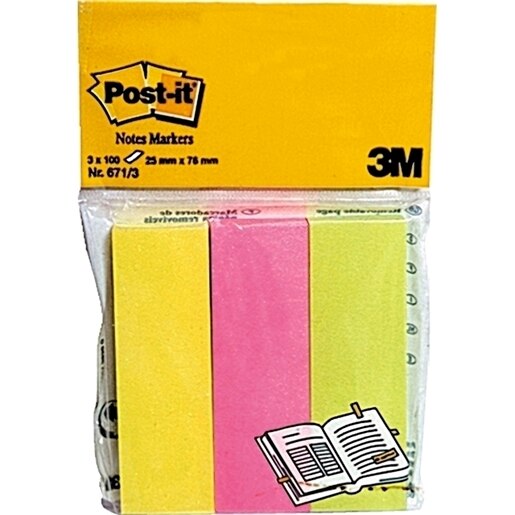 Index autoadeziv POST-IT, 25 x 76 mm, hartie, 300 file, diverse culori Index autoadeziv POST-IT, 25 x 76 mm, hartie, 300 file, diverse culori