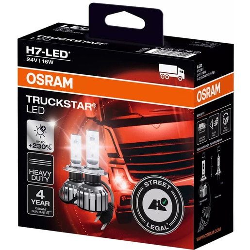 Bec camion LED OSRAM Truckstar, H7, 600K, 16W, 24V, 2buc Bec camion LED OSRAM Truckstar, H7, 600K, 16W, 24V, 2buc