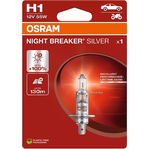 Bec auto Halogen OSRAM Night Breaker Silver, H1, 6000K, 19W, 12V, 1buc Bec auto Halogen OSRAM Night Breaker Silver, H1, 6000K, 19W, 12V, 1buc