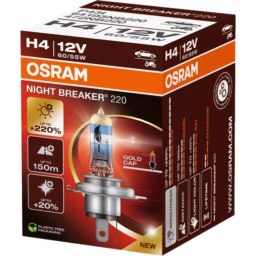 Bec auto Halogen OSRAM Night Breaker, H4, 6000K, 19W, 12V, 1buc Bec auto Halogen OSRAM Night Breaker, H4, 6000K, 19W, 12V, 1buc