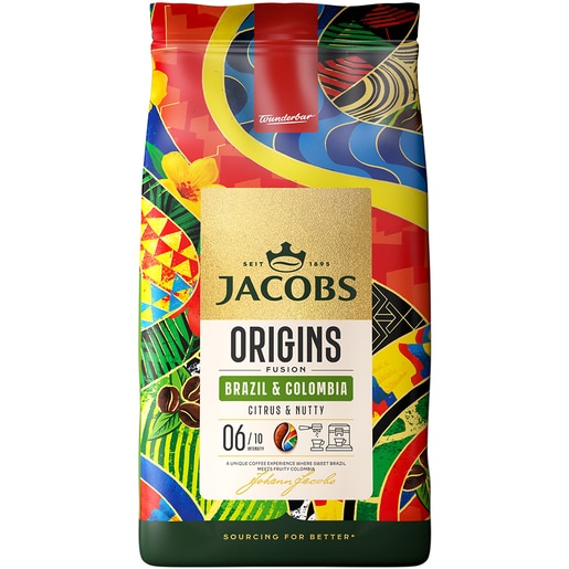 Cafea boabe JACOBS Origins Brazilia & Columbia, 1000g Cafea boabe JACOBS Origins Brazilia & Columbia, 1000g