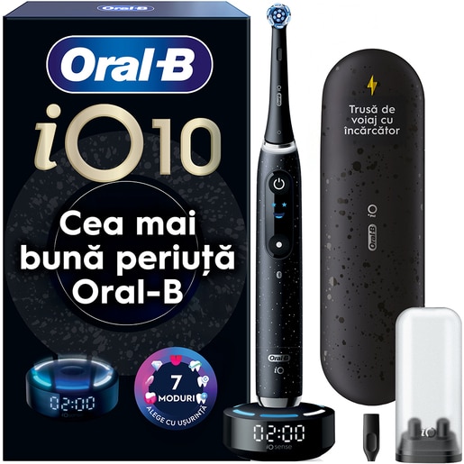 Periuta de dinti electrica ORAL-B iO10, Bluetooth, Curatare 3D, Inteligenta artificiala, 7 programe, 1 capat, negru Periuta de dinti electrica ORAL-B iO10, Bluetooth, Curatare 3D, Inteligenta artificiala, 7 programe, 1 capat, negru