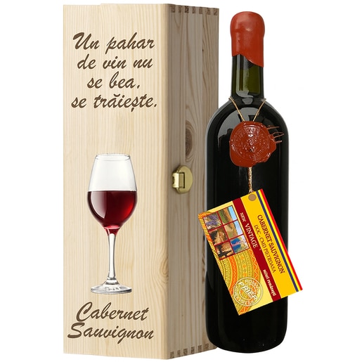Set Vin rosu sec Murfatlar Cabernet Sauvignon, cutie lemn, 0.75L Set Vin rosu sec Murfatlar Cabernet Sauvignon, cutie lemn, 0.75L