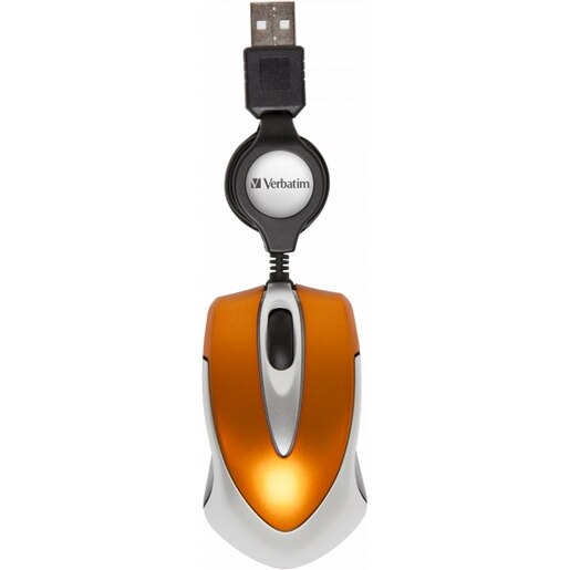 Mouse cu fir VERBATIM 49023 Go Mini, 1000 dpi, portocaliu Mouse cu fir VERBATIM 49023 Go Mini, 1000 dpi, portocaliu