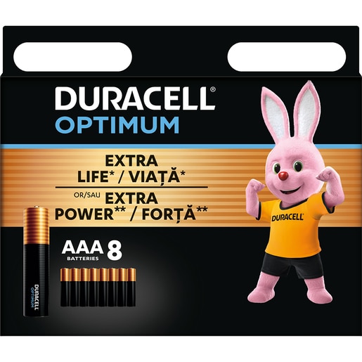Baterii DURACELL LR3 optimum AAA, 8 bucati Baterii DURACELL LR3 optimum AAA, 8 bucati