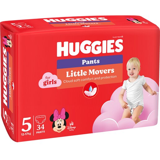 Scutece chilotel HUGGIES Little Movers Jumbo nr 5, Fata, 12-17 kg, 34 buc Scutece chilotel HUGGIES Little Movers Jumbo nr 5, Fata, 12-17 kg, 34 buc