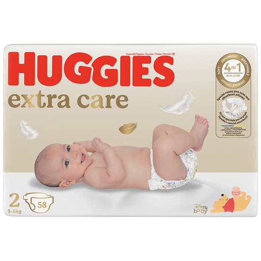 Scutece HUGGIES Extra Care Mega nr 2, 3-6 kg, 82 buc Scutece HUGGIES Extra Care Mega nr 2, 3-6 kg, 82 buc