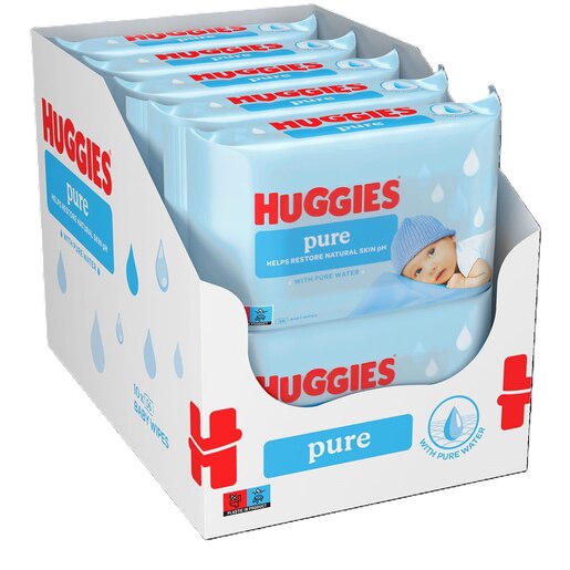 Servetele umede HUGGIES Pure, 10 pachete, 560 buc Servetele umede HUGGIES Pure, 10 pachete, 560 buc