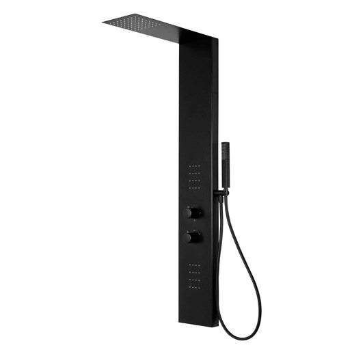 Panel de dus GOODHOME Abala, termostat, hidromasaj, 140 cm, negru Panel de dus GOODHOME Abala, termostat, hidromasaj, 140 cm, negru