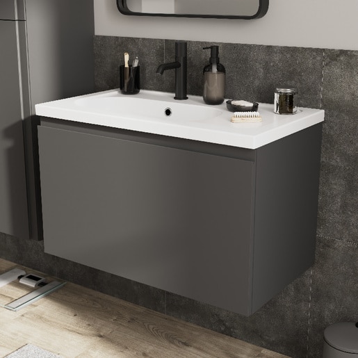 Masca lavoar GoodHome Levanna, suspendata, 80 x 45 x 48 cm, antracit Masca lavoar GoodHome Levanna, suspendata, 80 x 45 x 48 cm, antracit