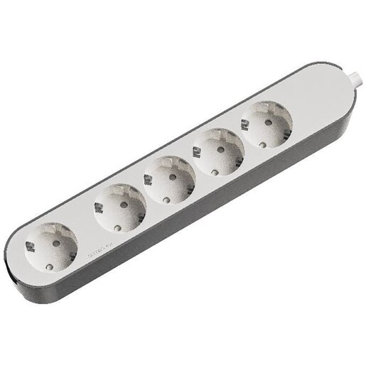 Prelungitor JACOBSEN, 4 prize Schuko, cu intrerupator, fara cablu, alb/gri Prelungitor JACOBSEN, 4 prize Schuko, cu intrerupator, fara cablu, alb/gri