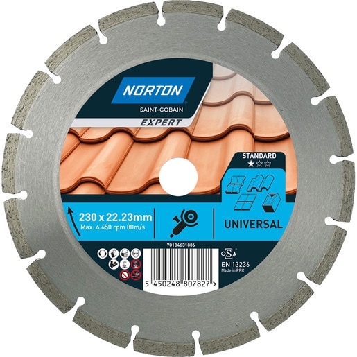 Disc diamantat pentru fierastrau NORTON, segmentat, 230 x 22 mm, metal, gri Disc diamantat pentru fierastrau NORTON, segmentat, 230 x 22 mm, metal, gri