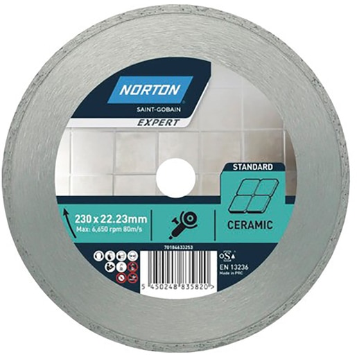 Disc diamantat Norton, gresie si faianta, 230x22.23 mm Disc diamantat Norton, gresie si faianta, 230x22.23 mm