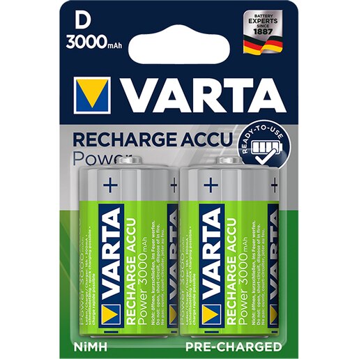Acumulatori D VARTA 56720101402, 3000 mAh, 2 bucati Acumulatori D VARTA 56720101402, 3000 mAh, 2 bucati