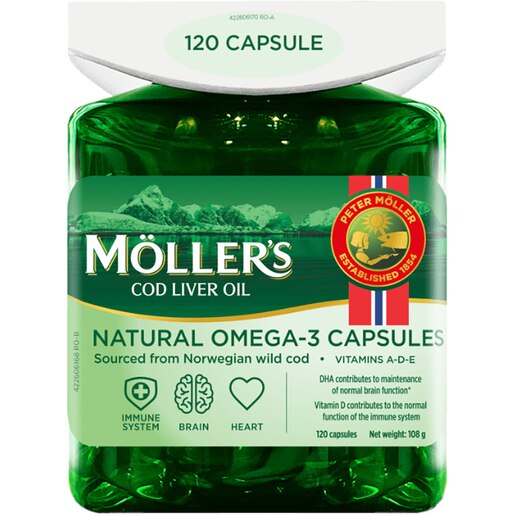 Supliment Ulei de ficat de cod Omega 3, 120 capsule, MOLLERS Supliment Ulei de ficat de cod Omega 3, 120 capsule, MOLLERS