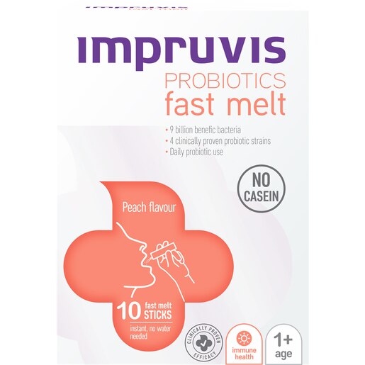 Probiotic fast melt, aroma de piersici, 10 plicuri, IMPRUVIS Probiotic fast melt, aroma de piersici, 10 plicuri, IMPRUVIS