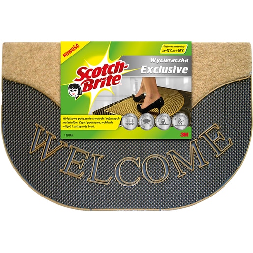 Covoras intrare SCOTCH-BRITE Welcome, cauciuc, 65 x 45 cm, maro Covoras intrare SCOTCH-BRITE Welcome, cauciuc, 65 x 45 cm, maro