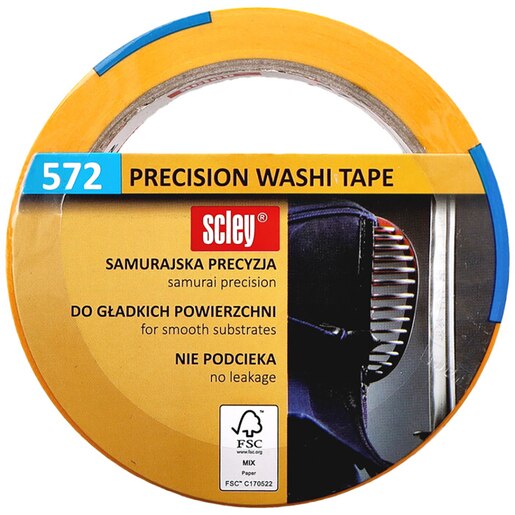Banda adeziva mascare SCLEY 572 Precision Washi Tape, 25mm x 33m, galben Banda adeziva mascare SCLEY 572 Precision Washi Tape, 25mm x 33m, galben