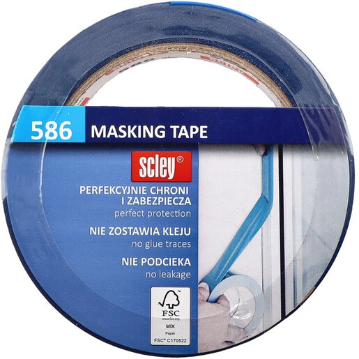 Banda adeziva mascare SCLEY 586 Masking Tape, 25mm x 33m, albastru Banda adeziva mascare SCLEY 586 Masking Tape, 25mm x 33m, albastru