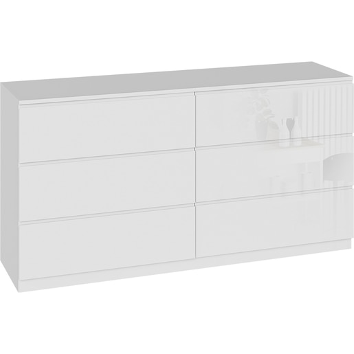 Comoda living BLACK AND WHITE Optimum 01, PAL, 156 x 40 x 80.4 cm, alb lucios Comoda living BLACK AND WHITE Optimum 01, PAL, 156 x 40 x 80.4 cm, alb lucios