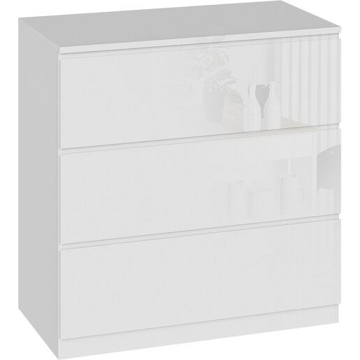 Comoda living BLACK AND WHITE Optimum 02, PAL, 78 x 40 x 80.4 cm, alb lucios Comoda living BLACK AND WHITE Optimum 02, PAL, 78 x 40 x 80.4 cm, alb lucios